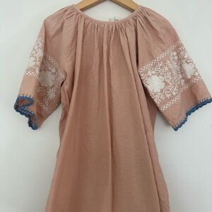 Embroidered Pink Kids Casual Dress